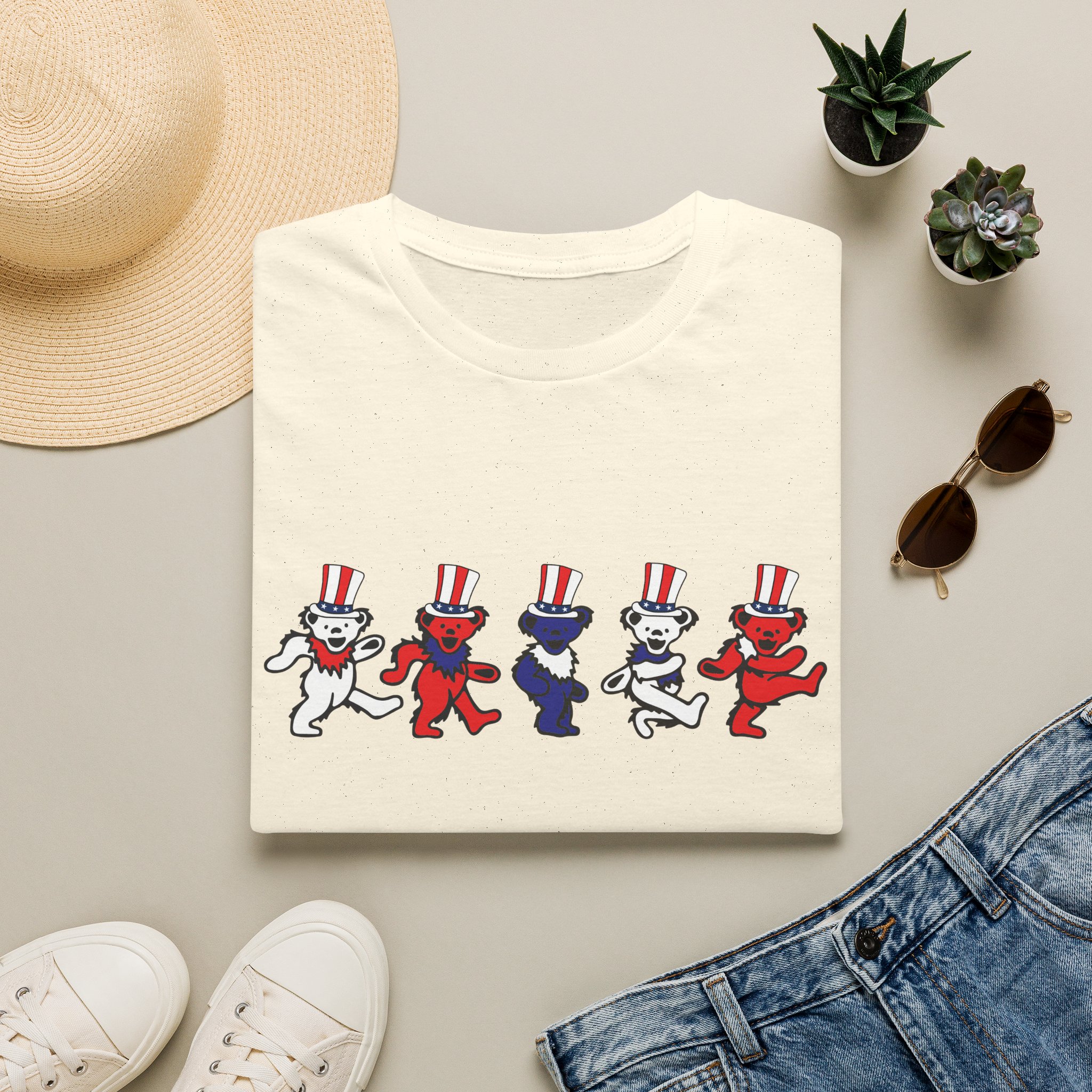 Grateful Dead Patriotic Dancing Bears Lot Shirt (Unisex, Softstyle) - Image 5