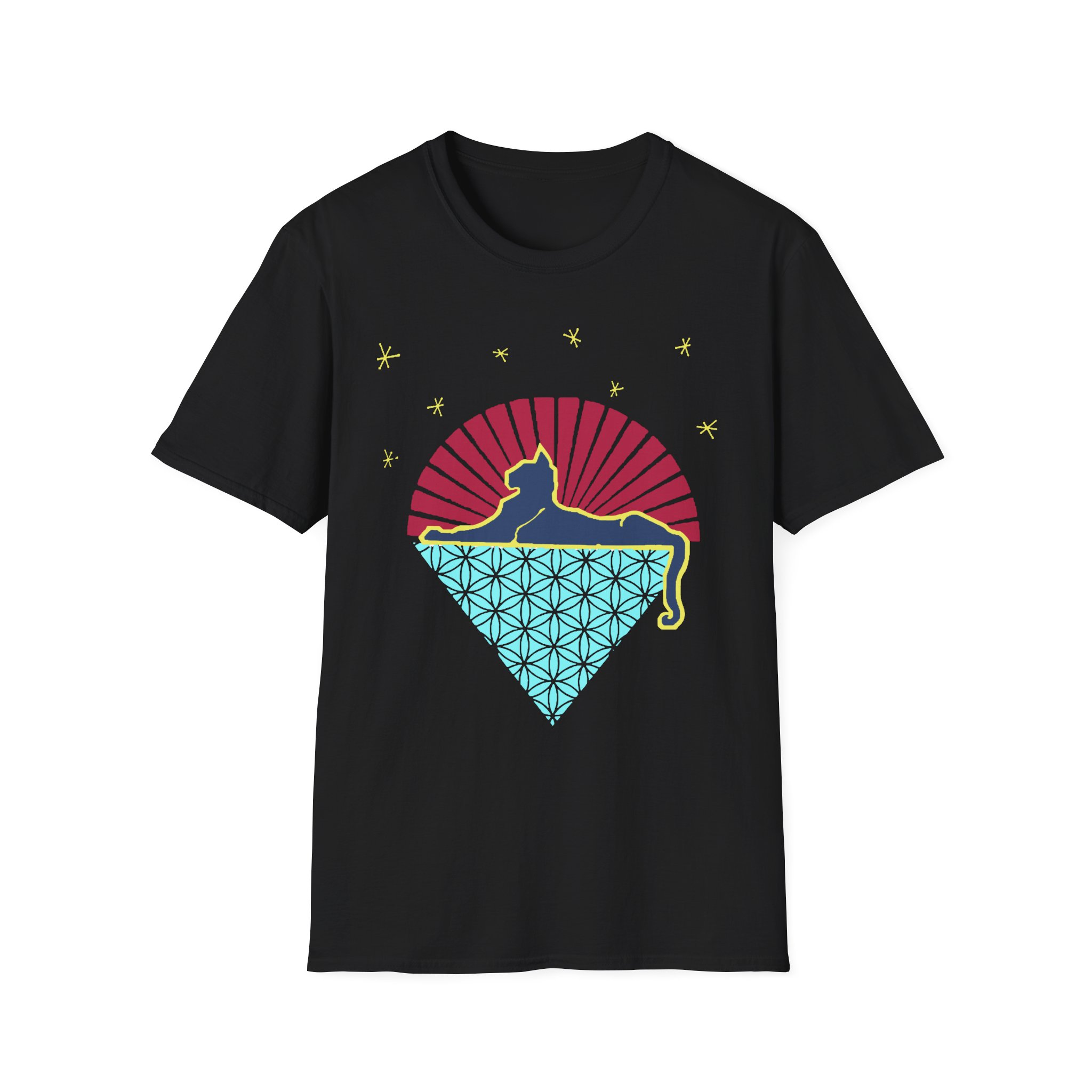 Grateful Dead Cat Under Stars Lot Shirt Unisex Softstyle T-Shirt - Image 5